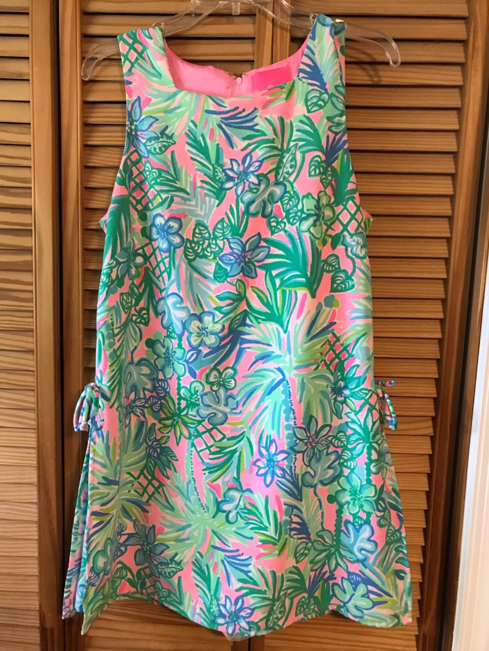 Lilly Pulitzer Pink and Green Tropical Floral Shift Romper Dress